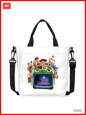 Canvas Tote Bag Women Cartoon Crossbody Handbag Detachable Strap Cute